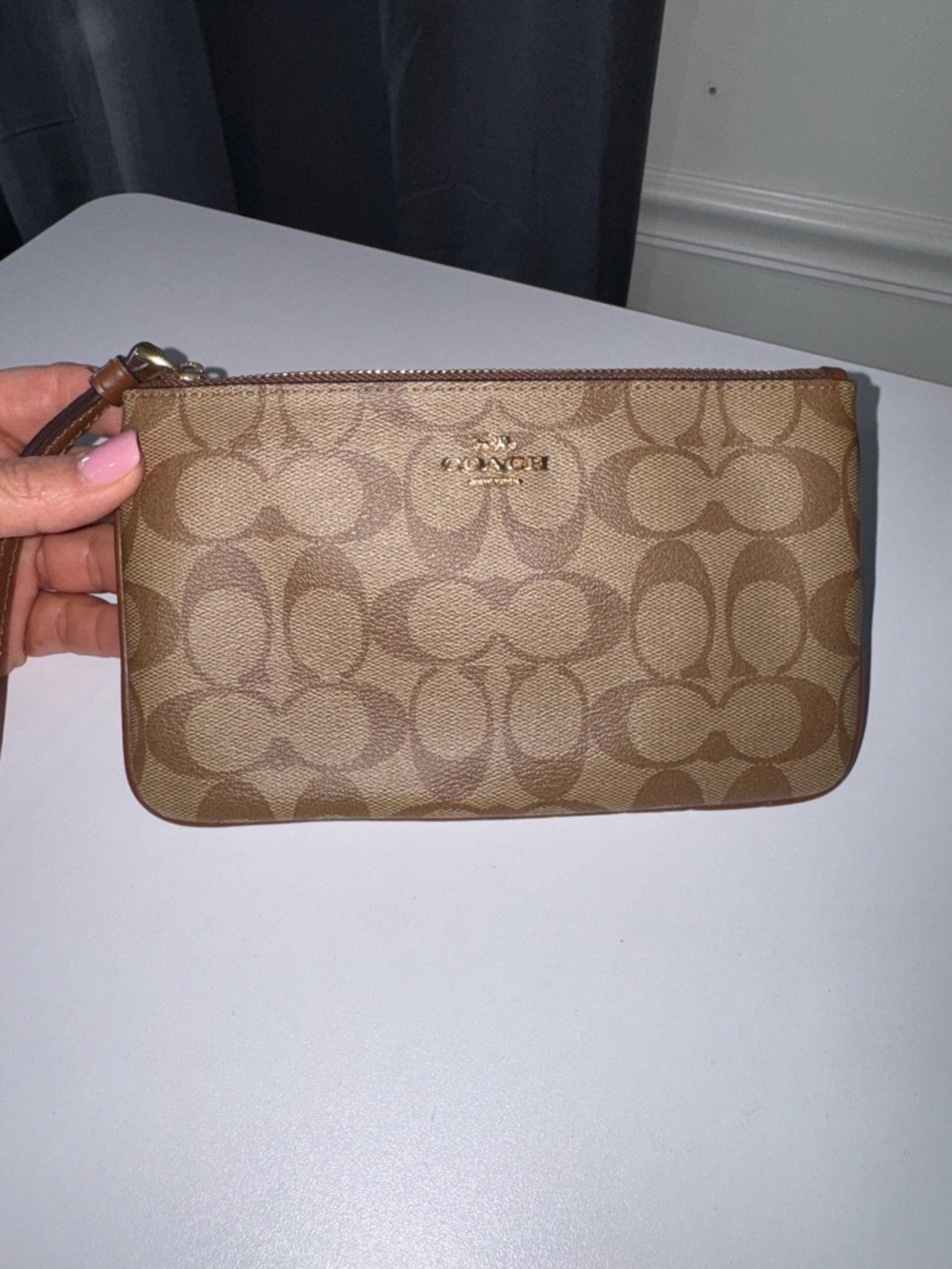 Coach Brown/Tan Signature Canvas Wristlet